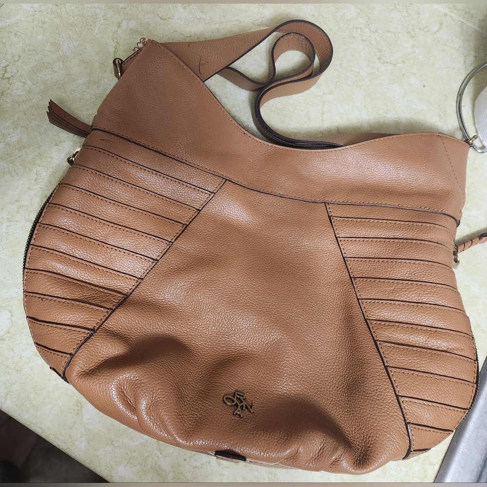 orYANY Tan Leather Hobo Bag